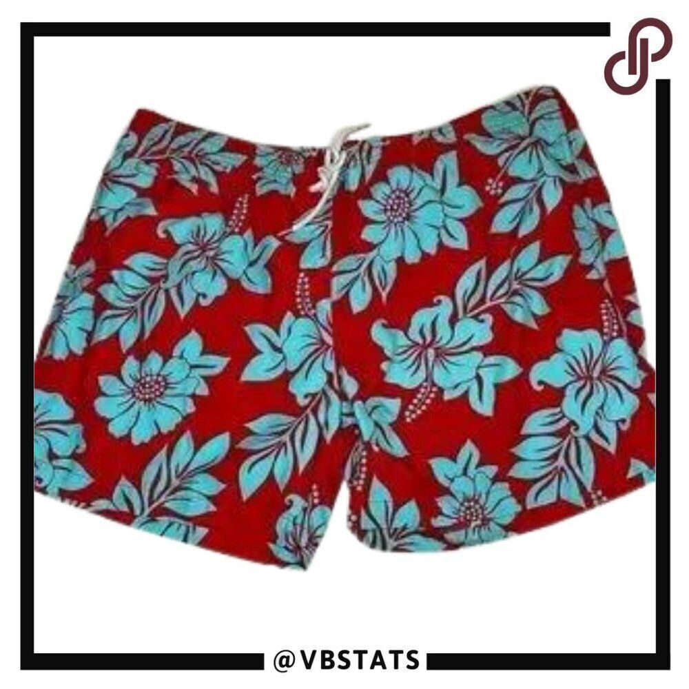 ‎XXL Trunks Crimson-Teal Floral Swim Trunks